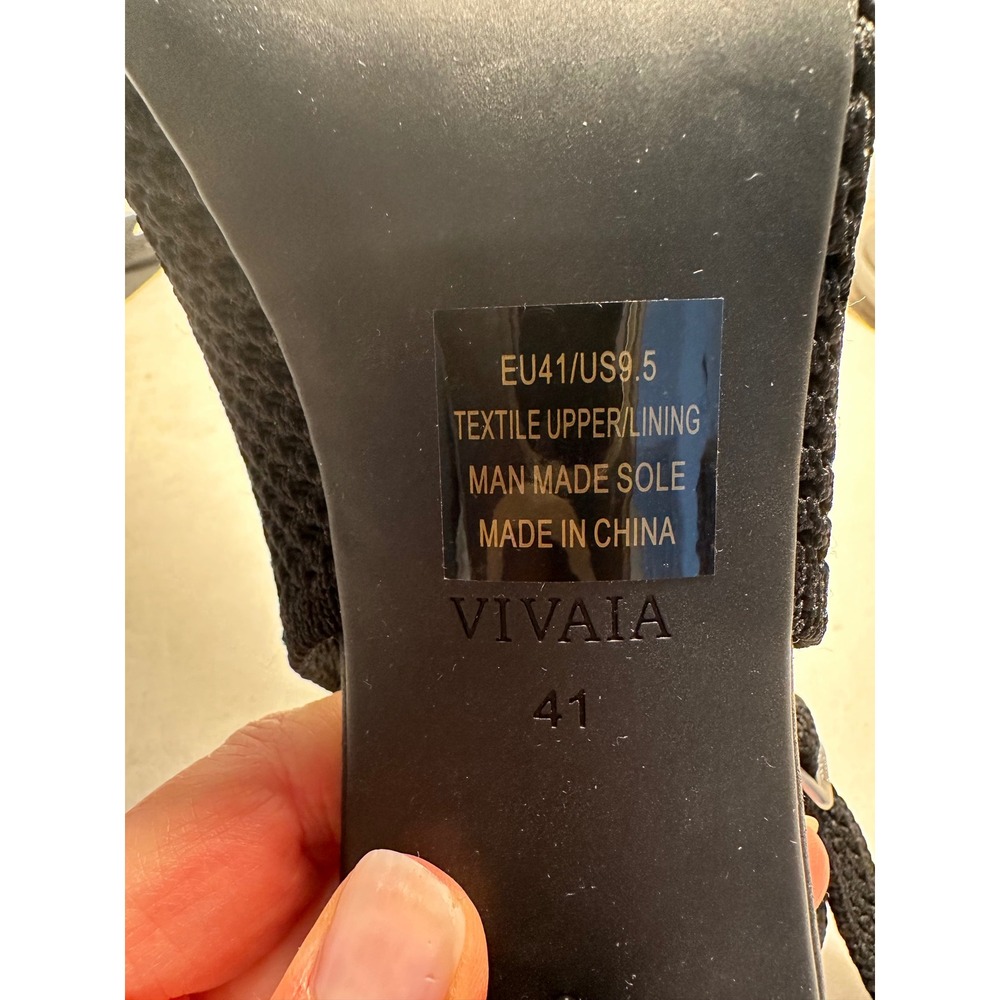 Vivaia Leah Pro Pointed Toe Slingback Sandal Size 41 9.5 Black Knit Arch Support - Picture 3 of 10
